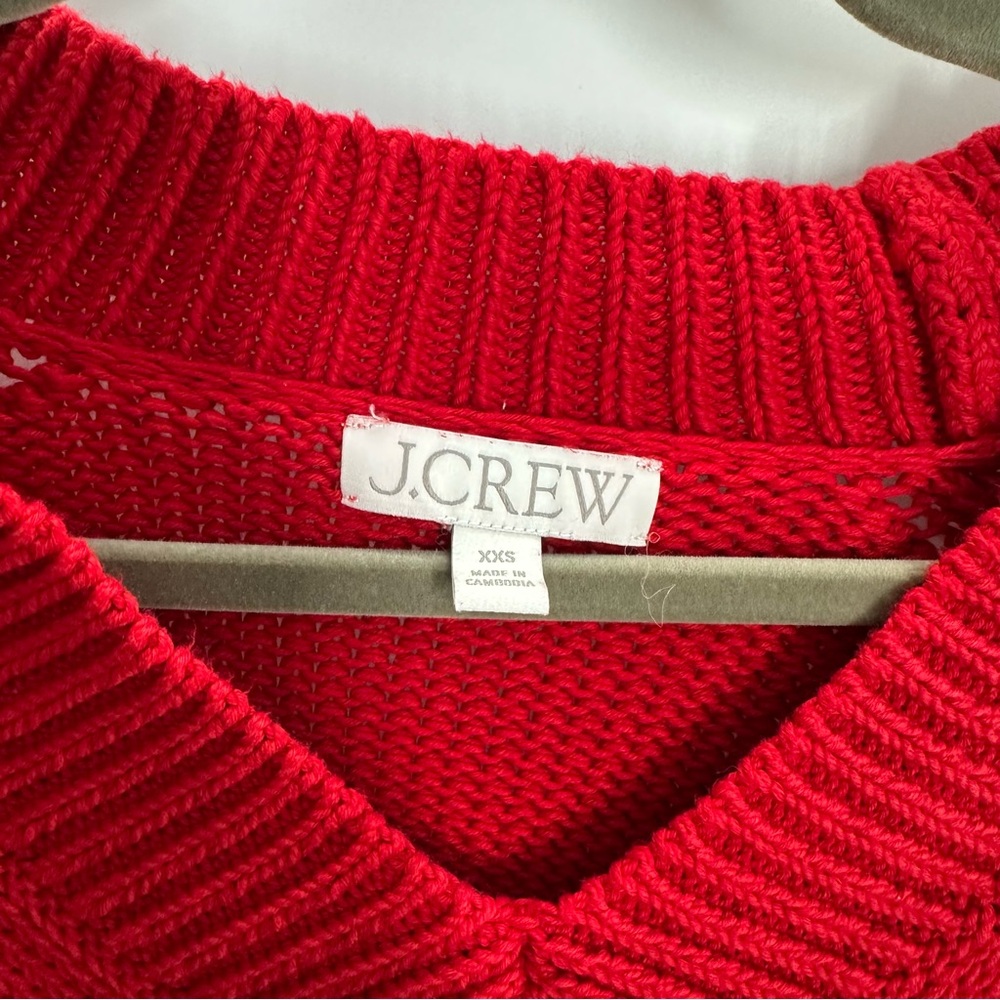 J. Crew Relaxed V Neck Red Sweater - Picture 3 of 5